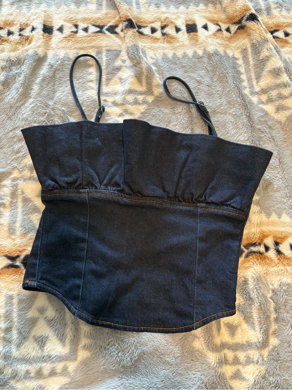 Meshki Dark Denim Corset Tank in Navy